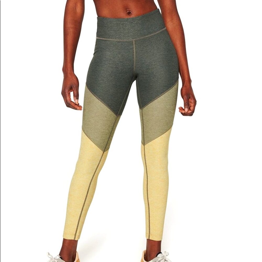 Outdoor Voices OV Springs 7/8 Legging, Green Yellow Colorblock, Sz S